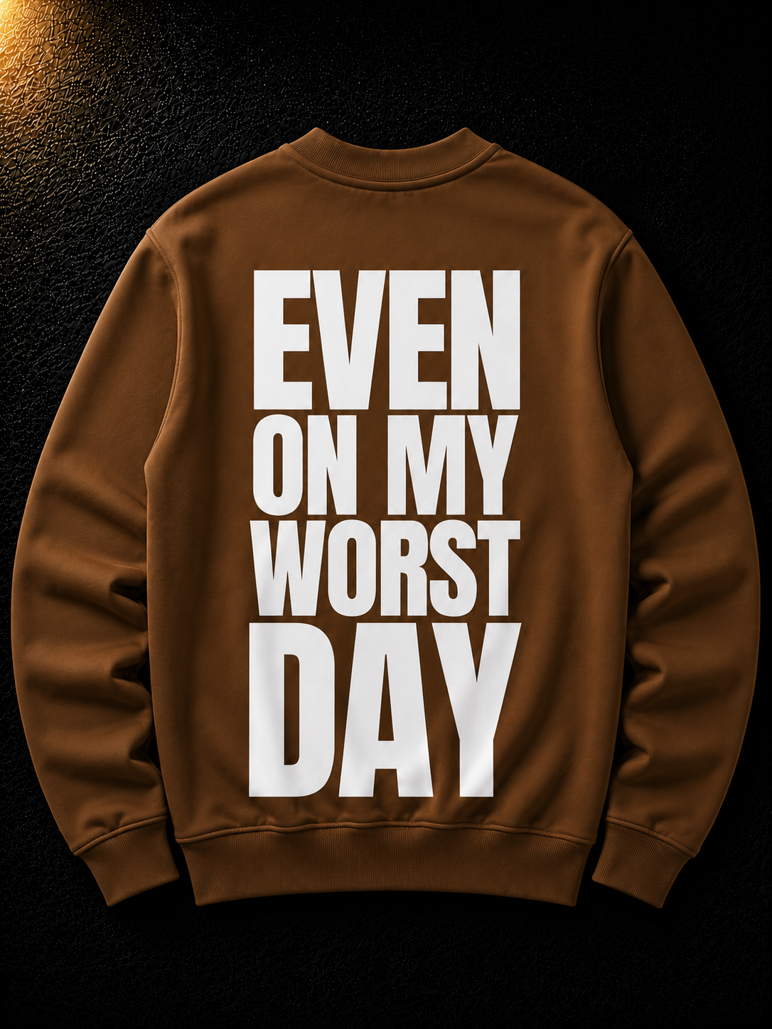 Status+ x E.O.M.W.D. Brown Sweatshirt  — White Logo — back