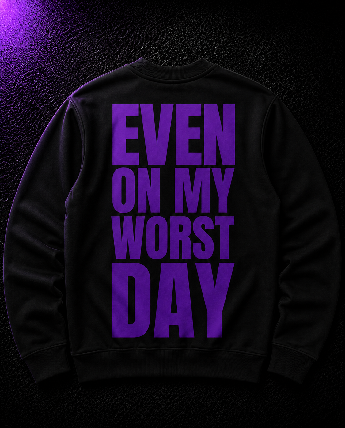 Status+ x E.O.M.W.D. Black Sweatshirt  — Purple Logo — back