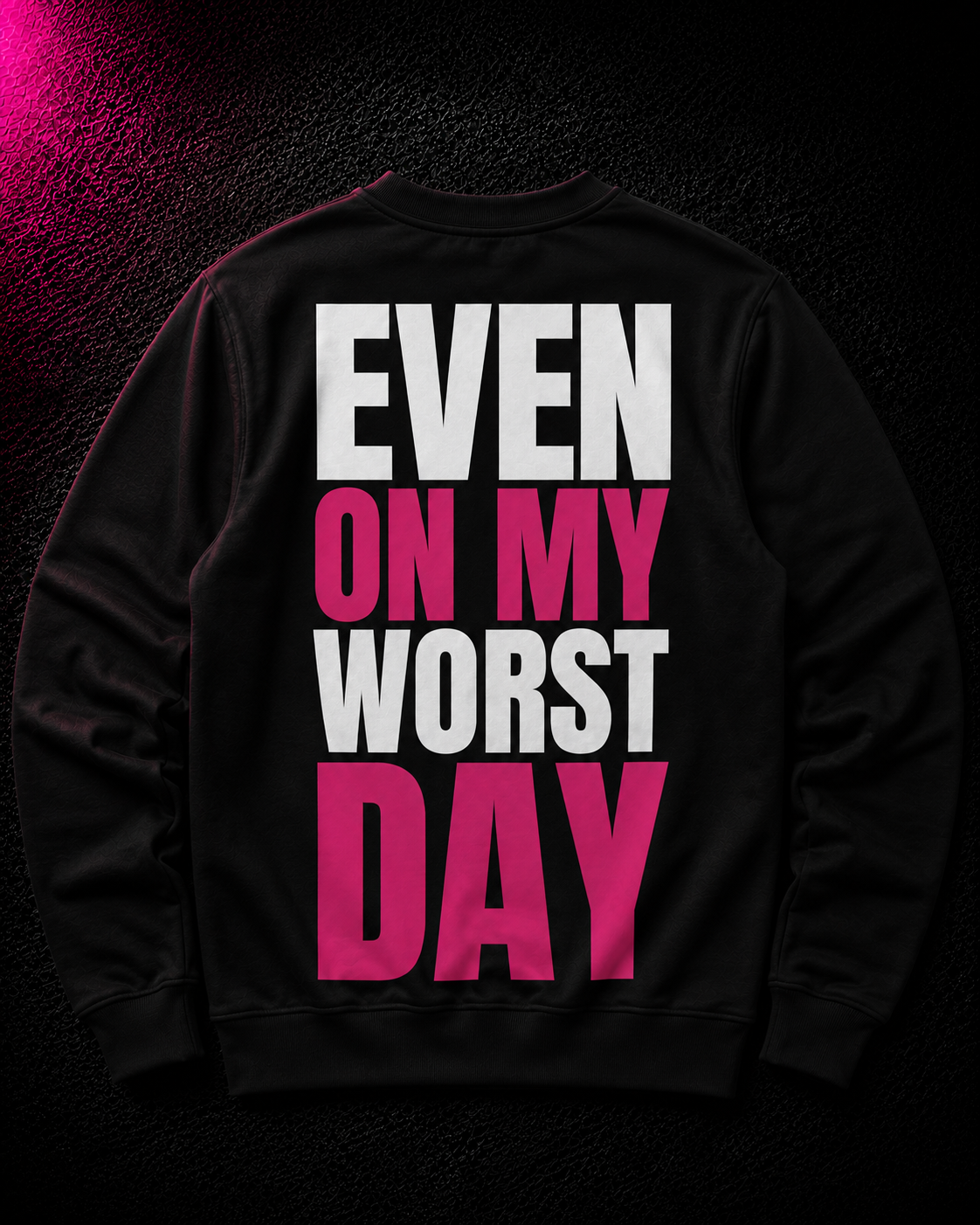 Status+ x E.O.M.W.D. Black Sweatshirt  — Pink Logo — back