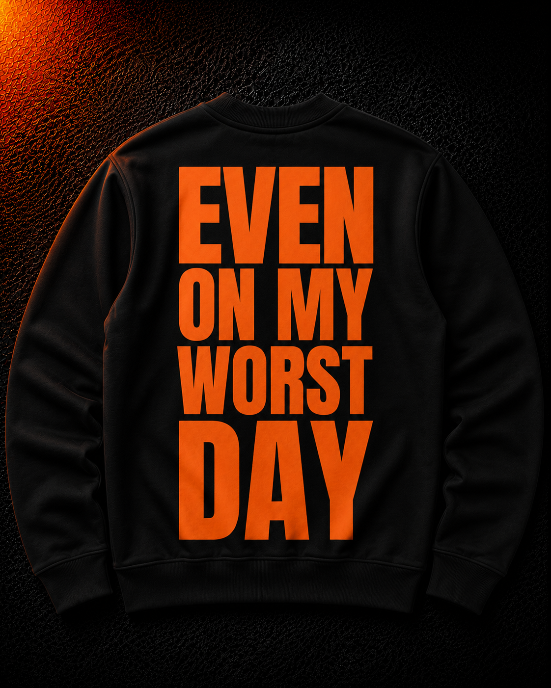 Status+ x E.O.M.W.D. Black Sweatshirt  — Orange Logo — back