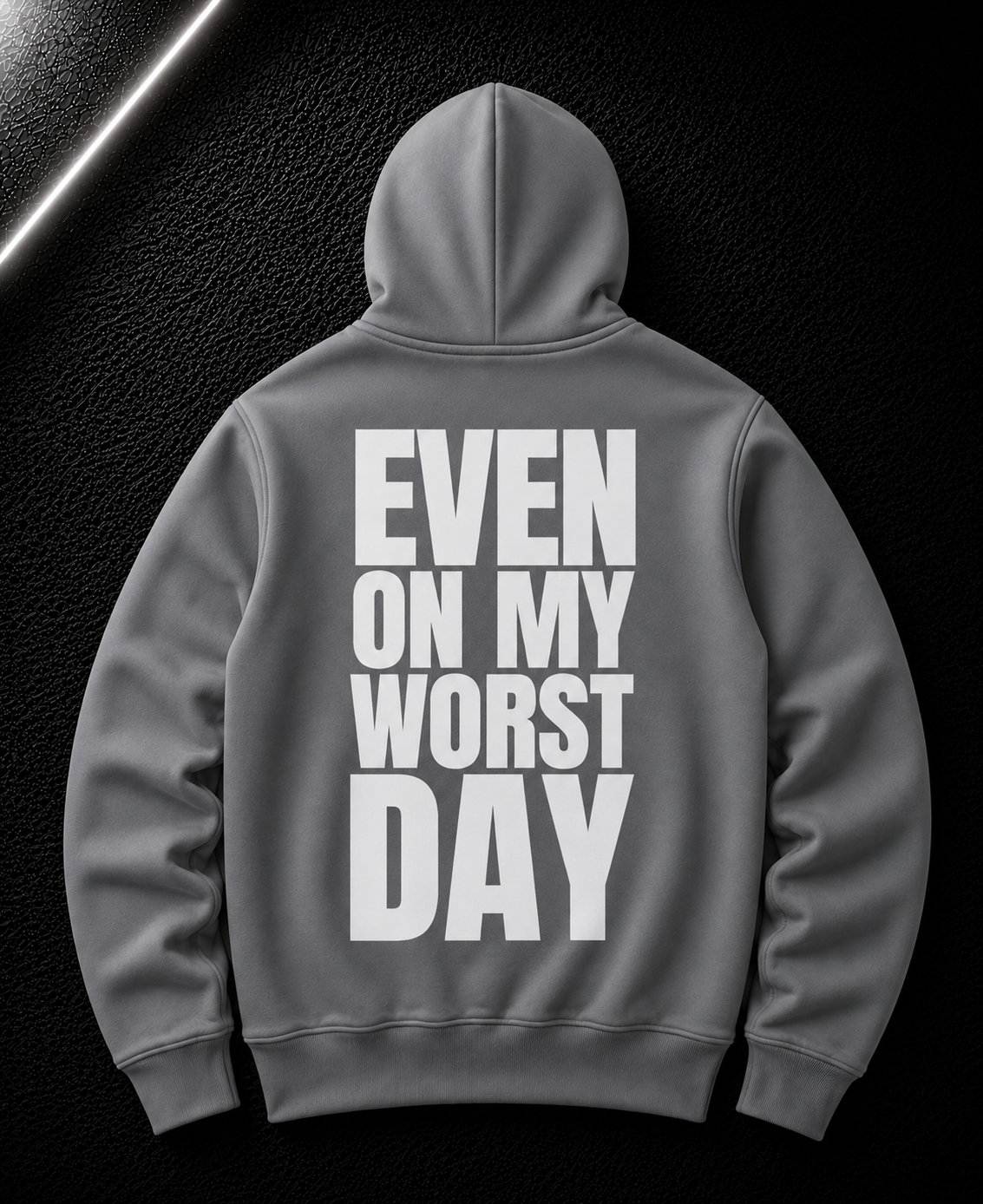 Status+ x E.O.M.W.D. Gray Hoodie — White Logo — back