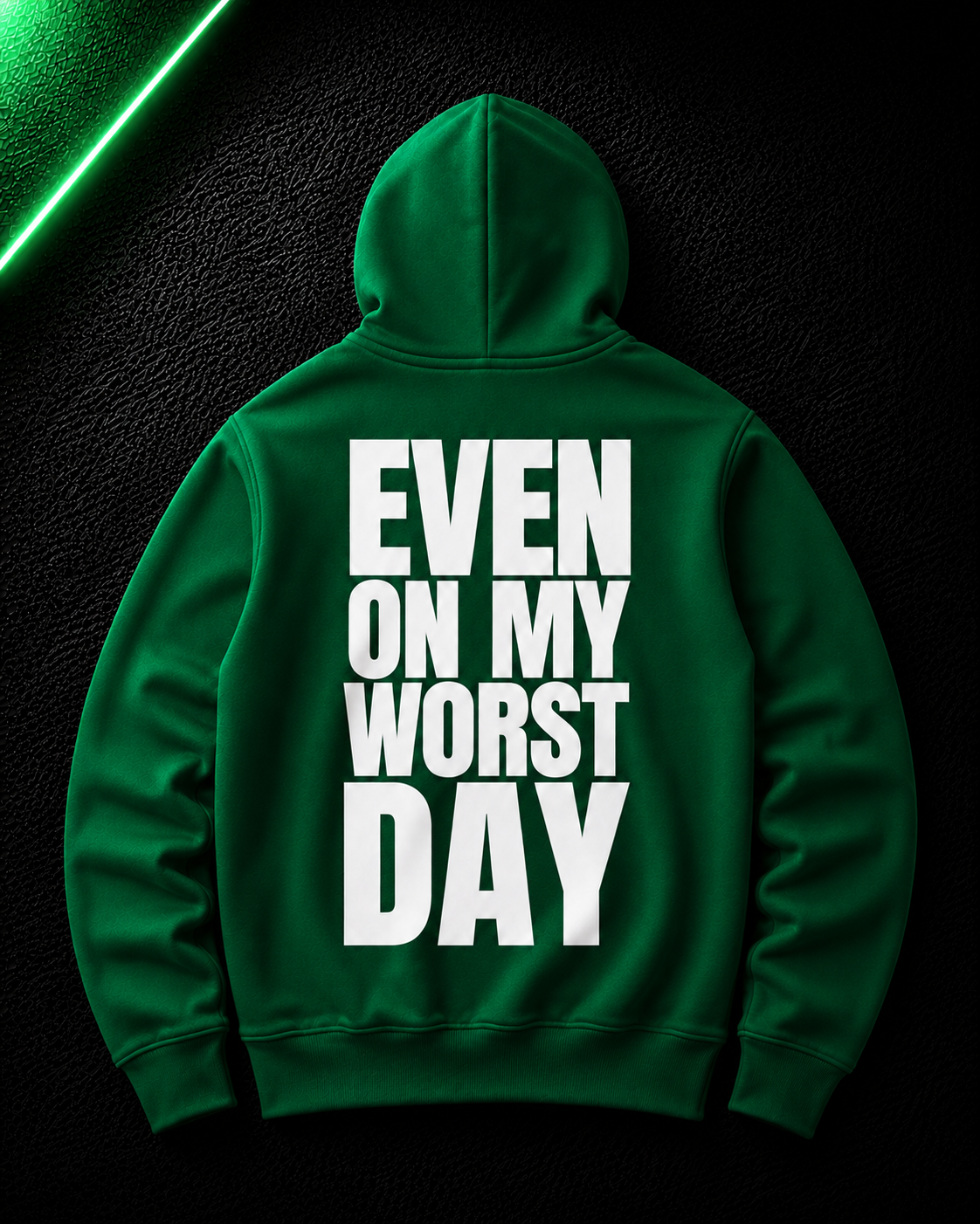 Status+ x E.O.M.W.D. Green Hoodie — White Logo — back