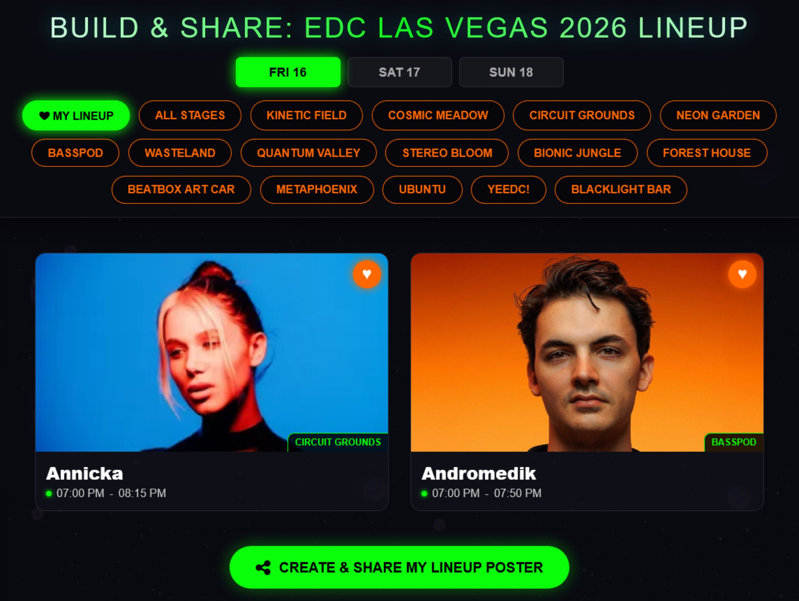 EDC Lineup Tool Preview