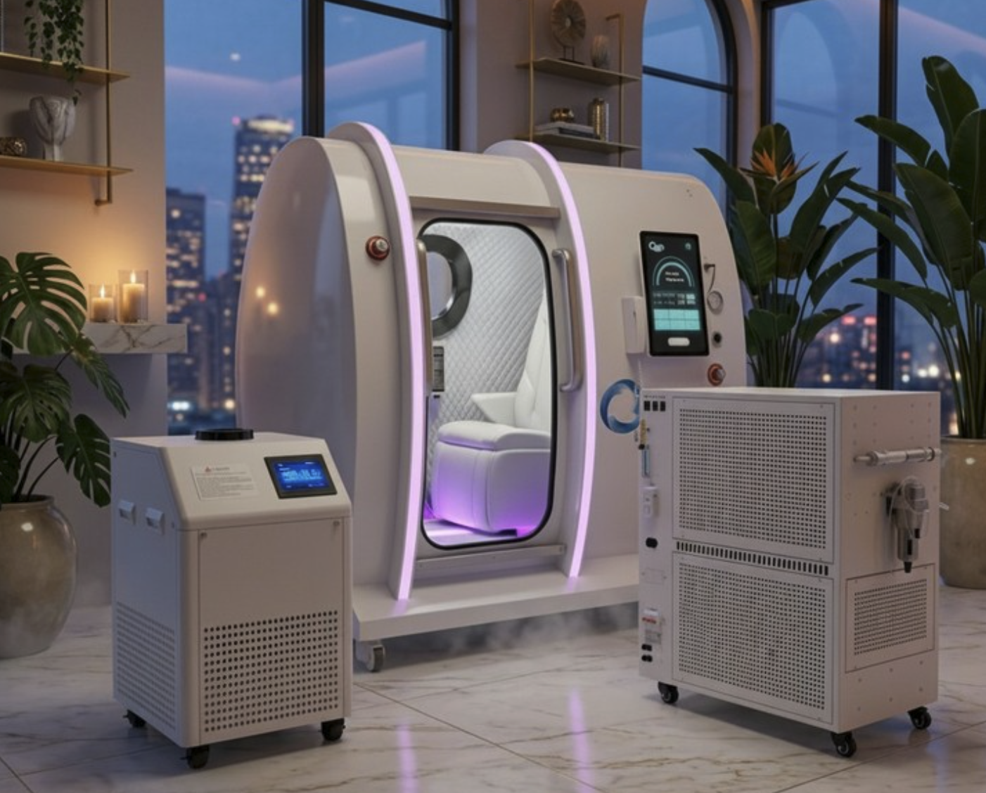 White hard shell hyperbaric chamber