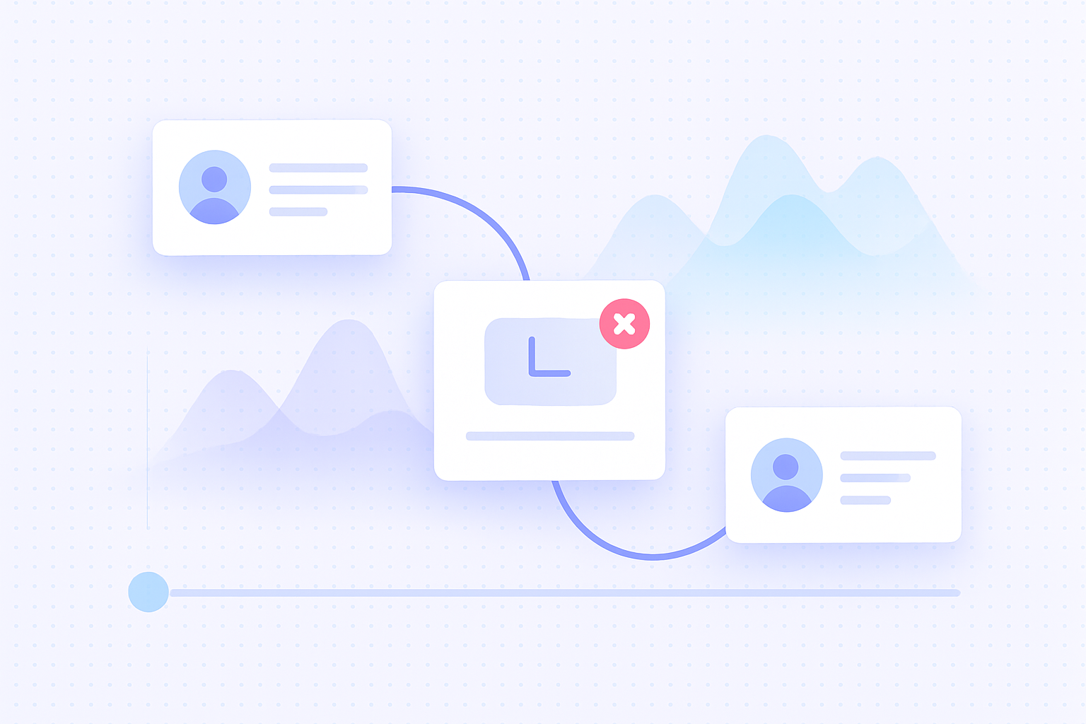 A visual of an automated waitlist flow: timeline of a canceled appointment slot smoothly reconnecting to a new patient v