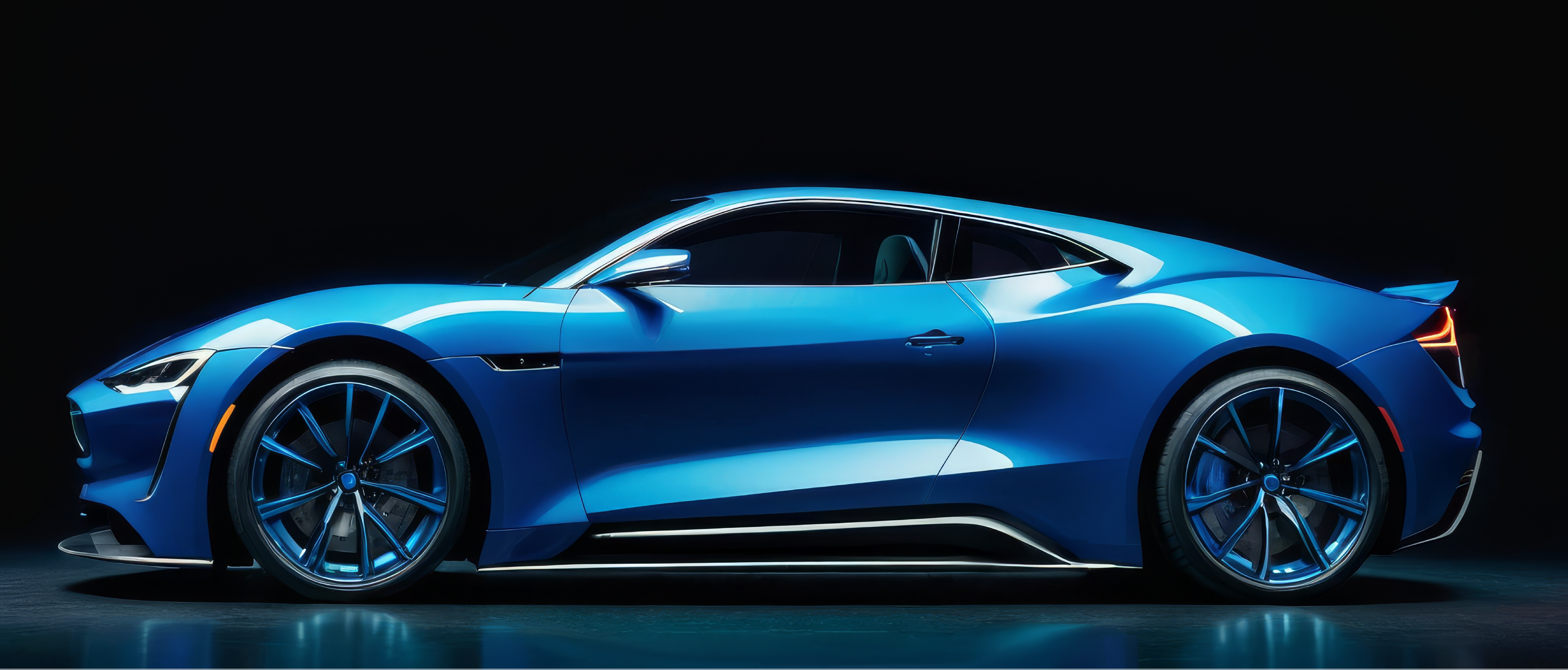 Blue sports car with service callouts