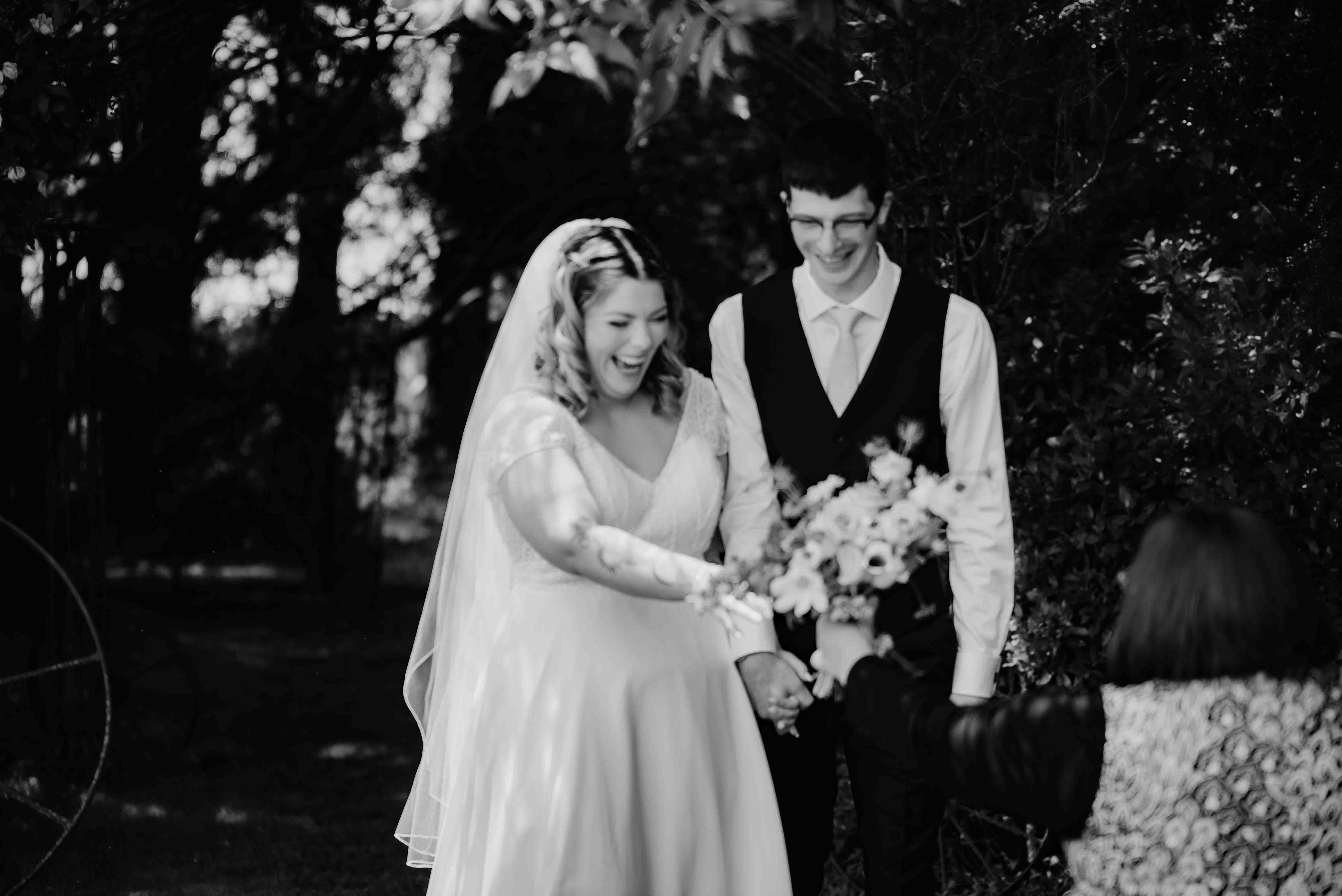 newlyweds exiting the ceremony