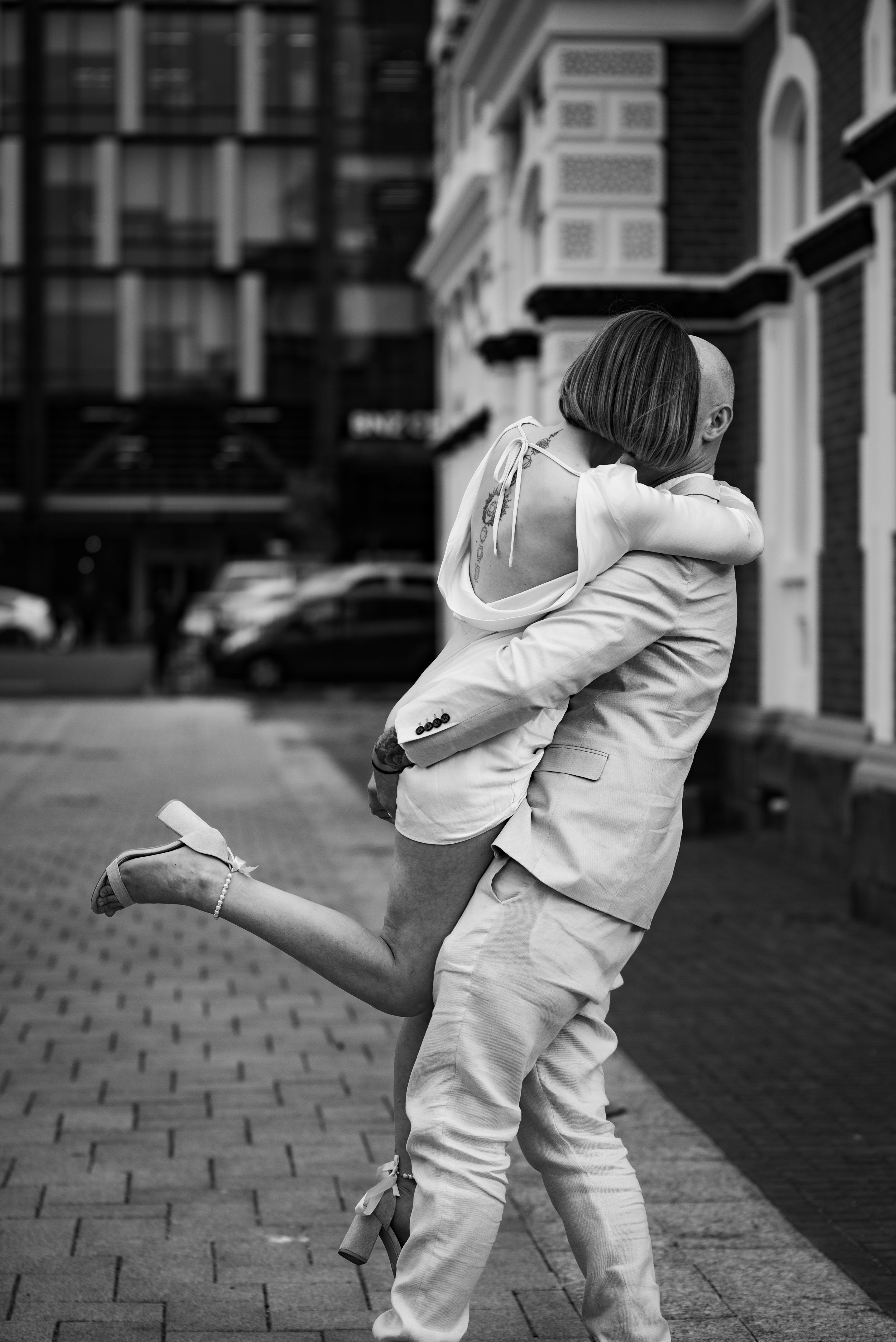 couple dancing and spinning in cathedral square