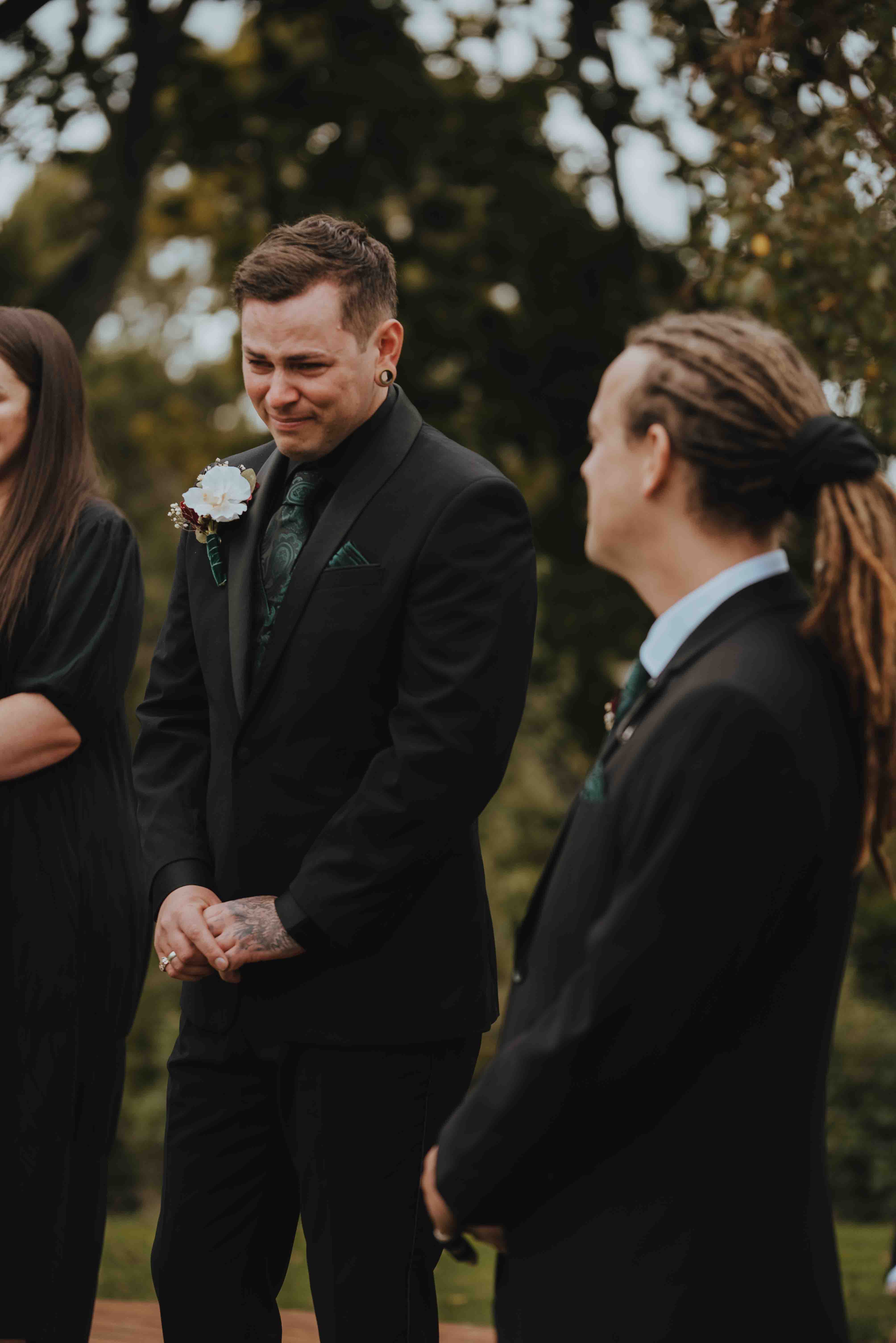 groom melting into tears when he sees his bride for the first time