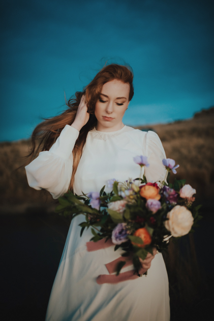 port hills bridal shoot with high winds