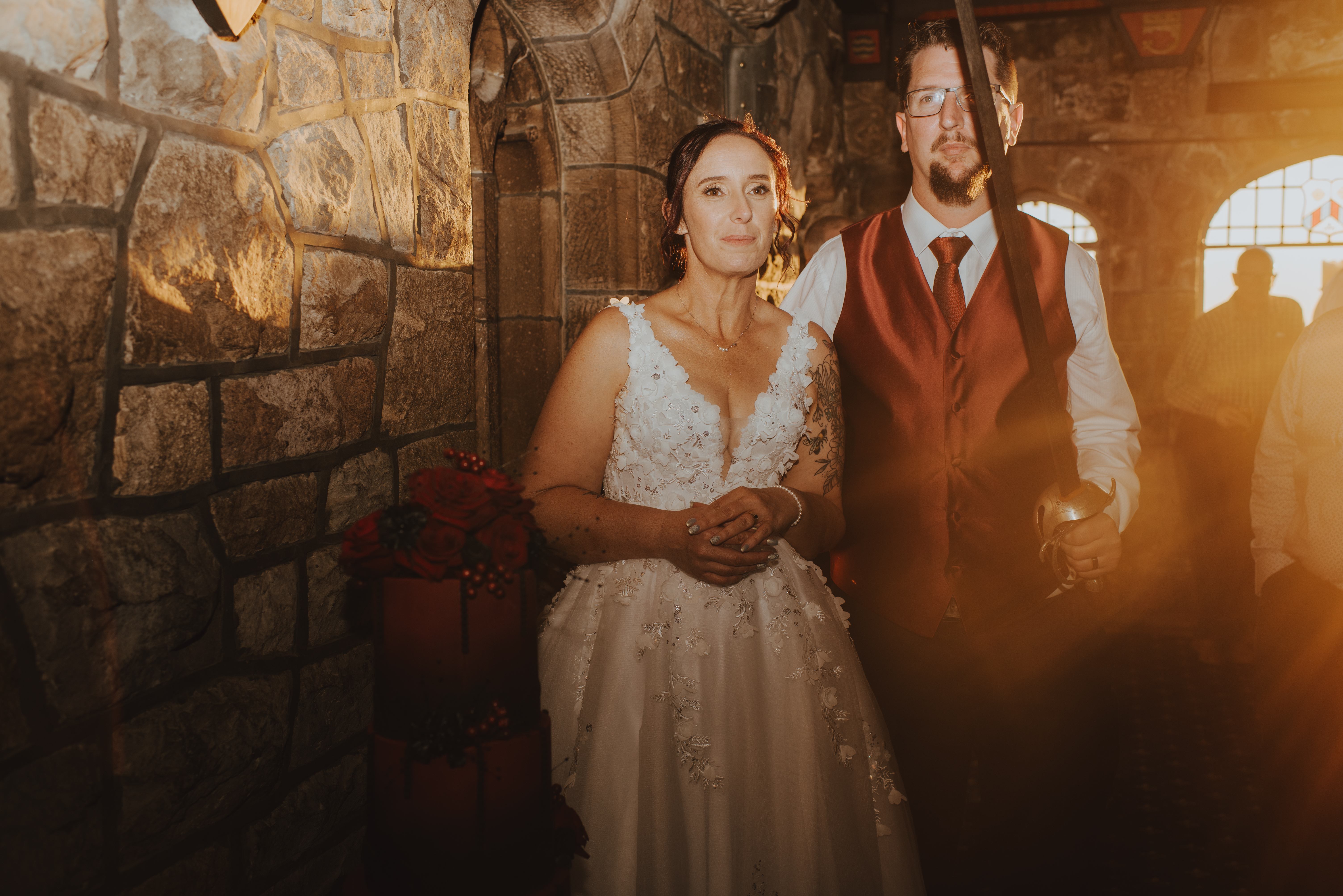 newlyweds preparing for cutting of the cake at Sign of the Takahe newlyweds preparing for cutting of the cake at Sign of the Takahe