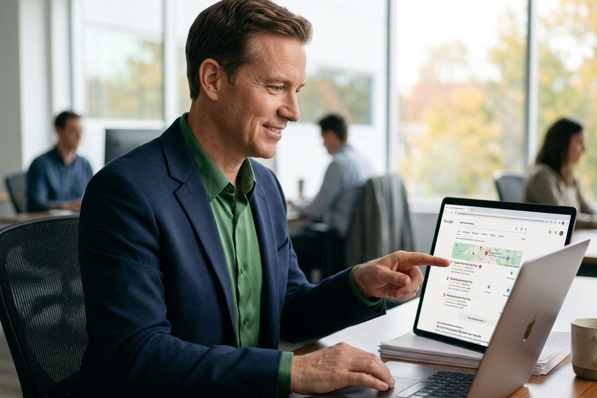 Small business appearing in Google search results through effective SEO and local search optimization Small business appearing in Google search results through effective SEO and local search optimization