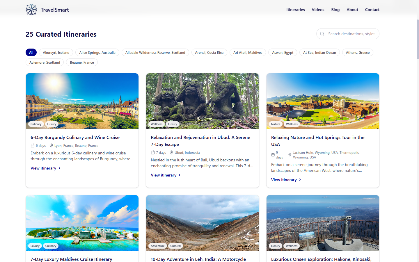 Promoted itinerary page