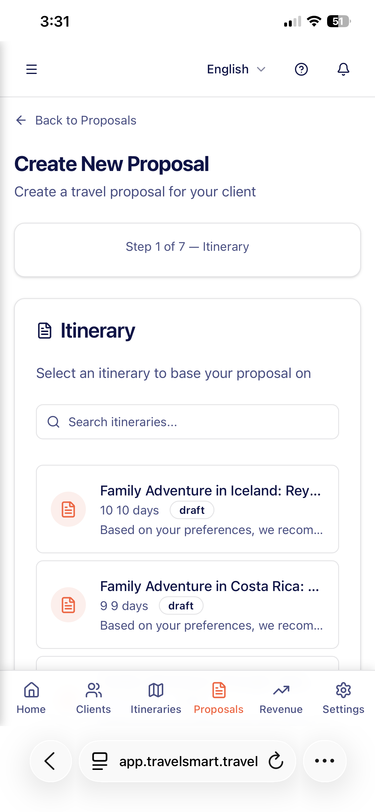 Client share view on mobile