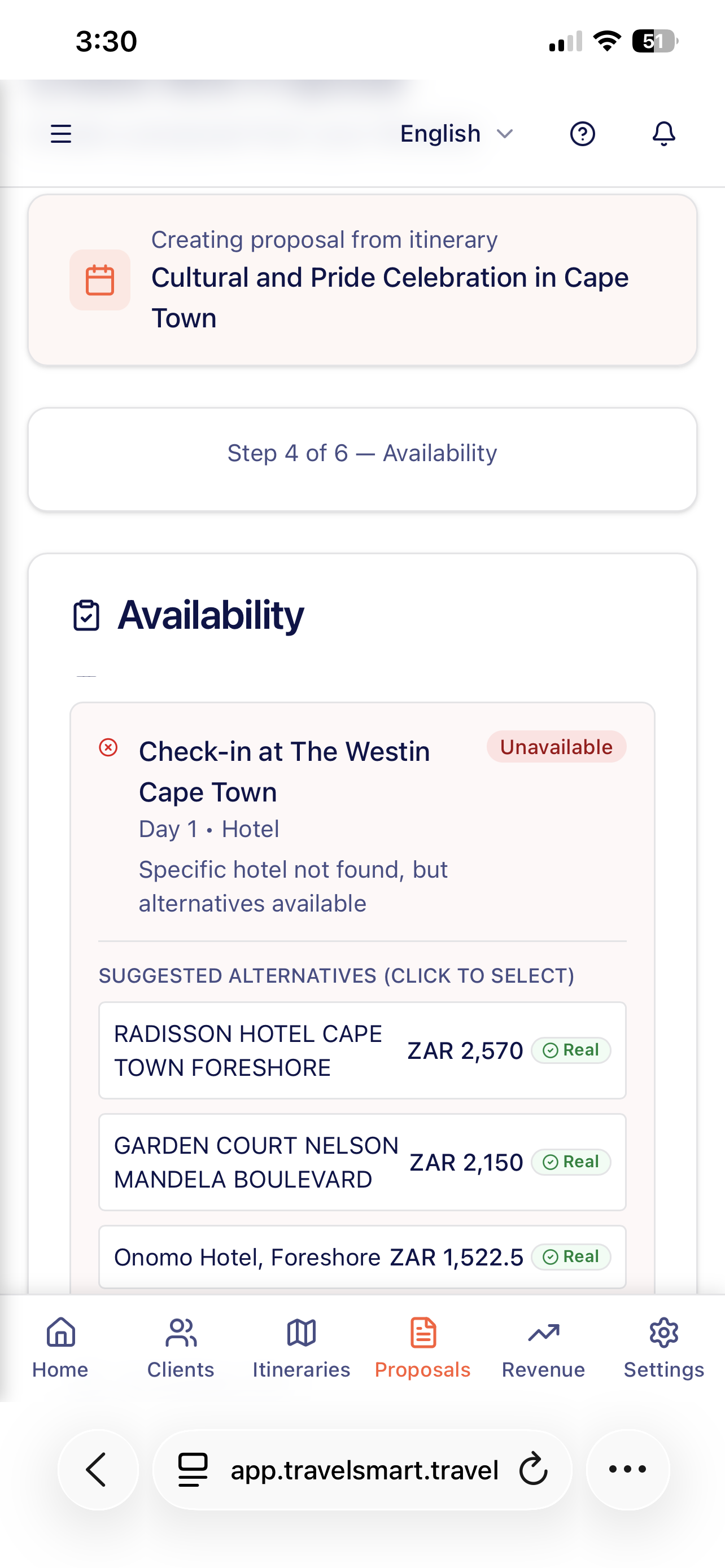Hotel search on mobile