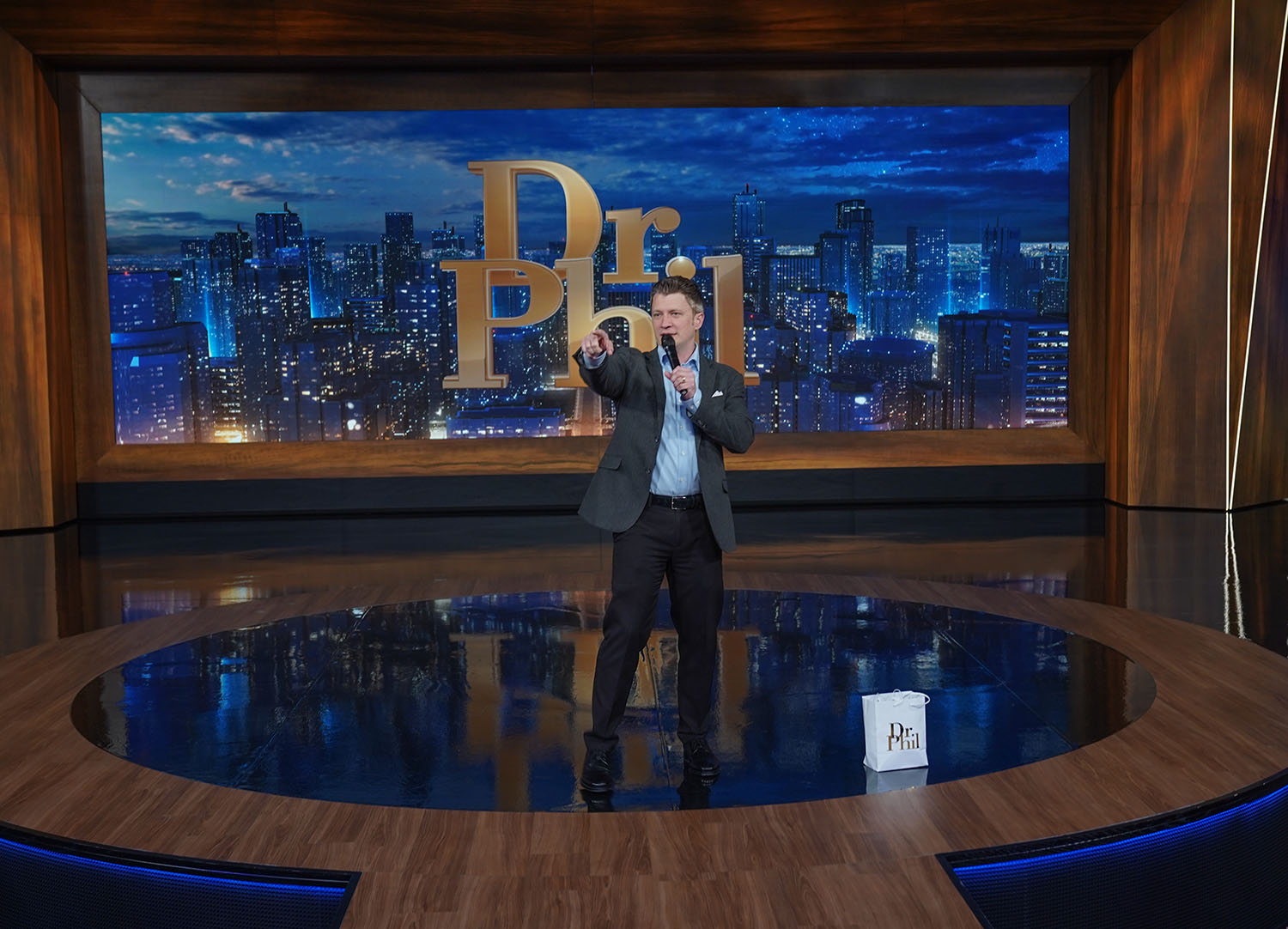 Paul Kolker on the Dr. Phil studio floor