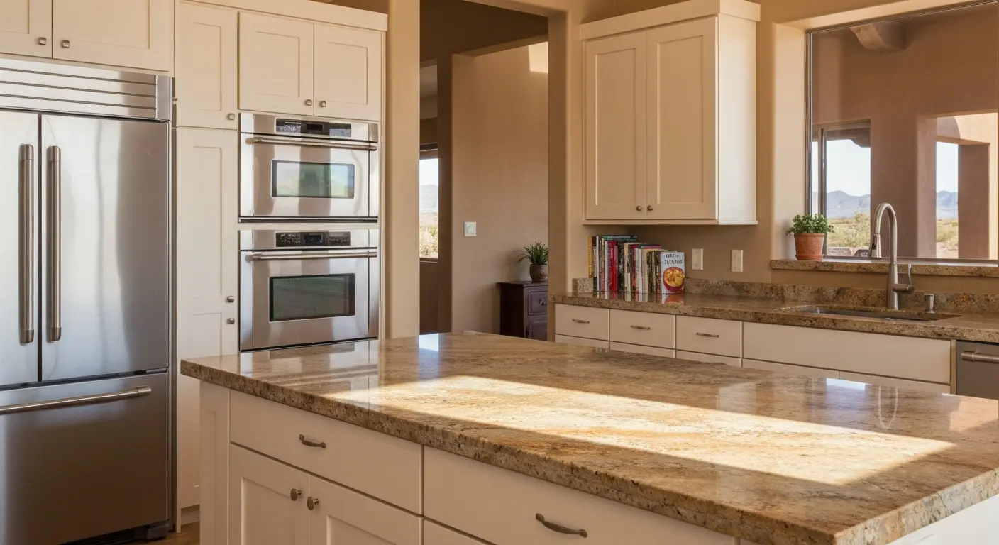 Kitchen remodel with island and stone counters