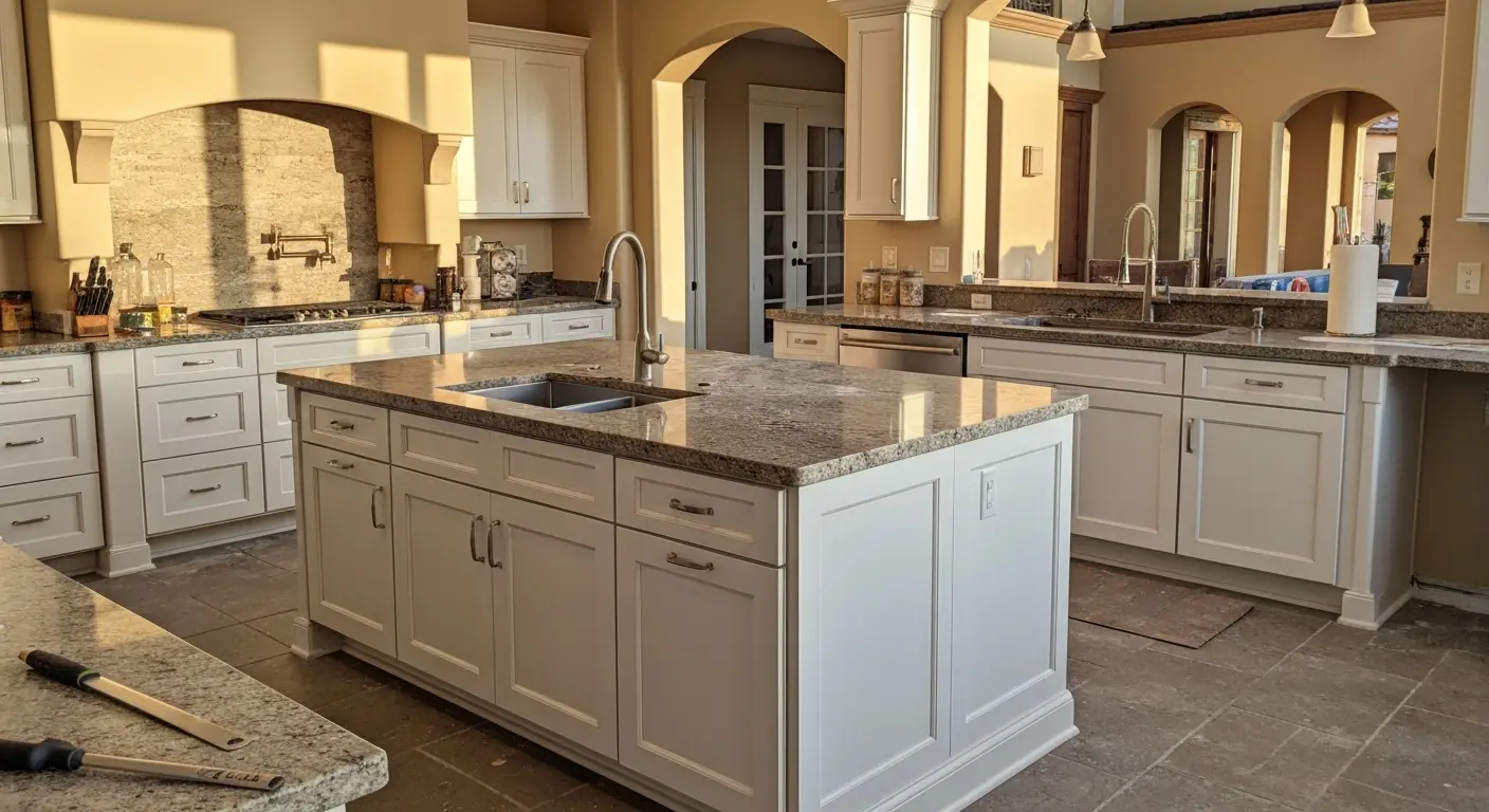 Custom kitchen island installation