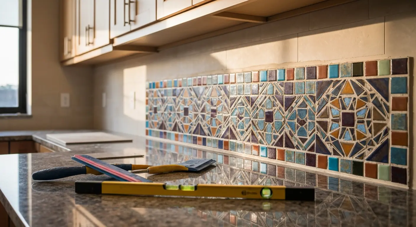 Custom mosaic backsplash design