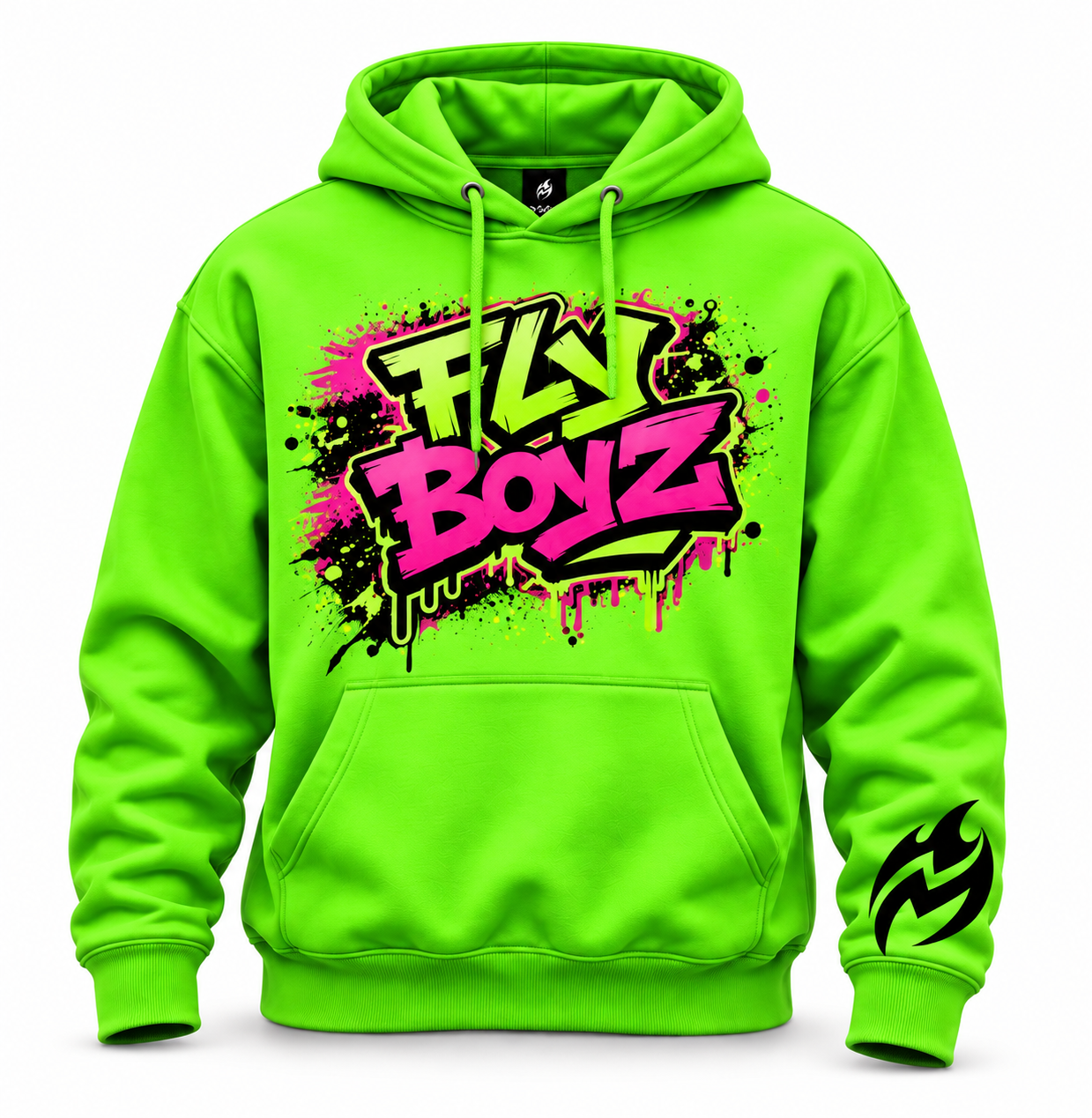 Fly Boyz Graffiti Tee in Green — front view