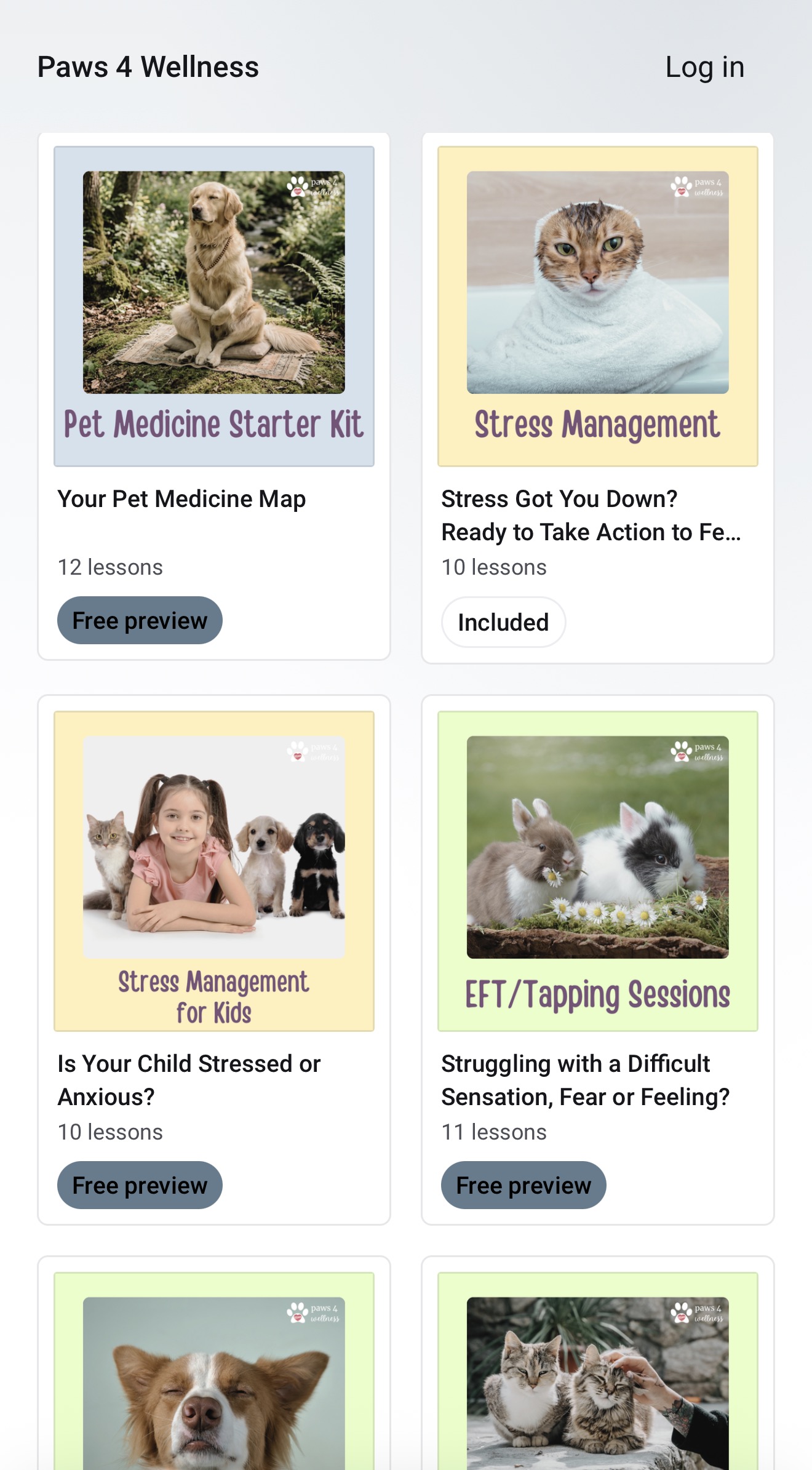 Paws 4 Wellness app screen