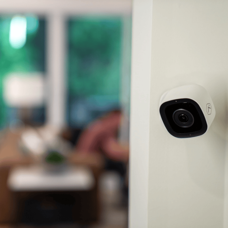 Indoor security camera mounted in a Utah living room