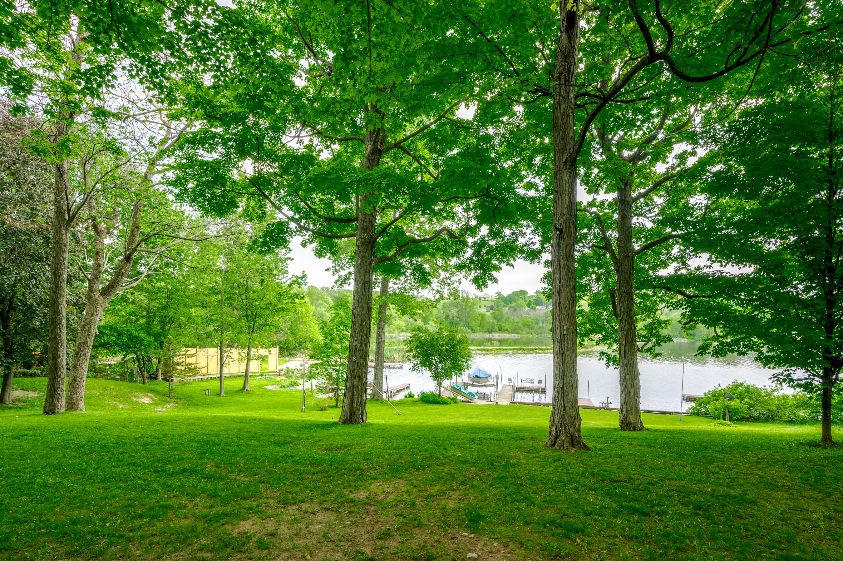 Yard with lake views