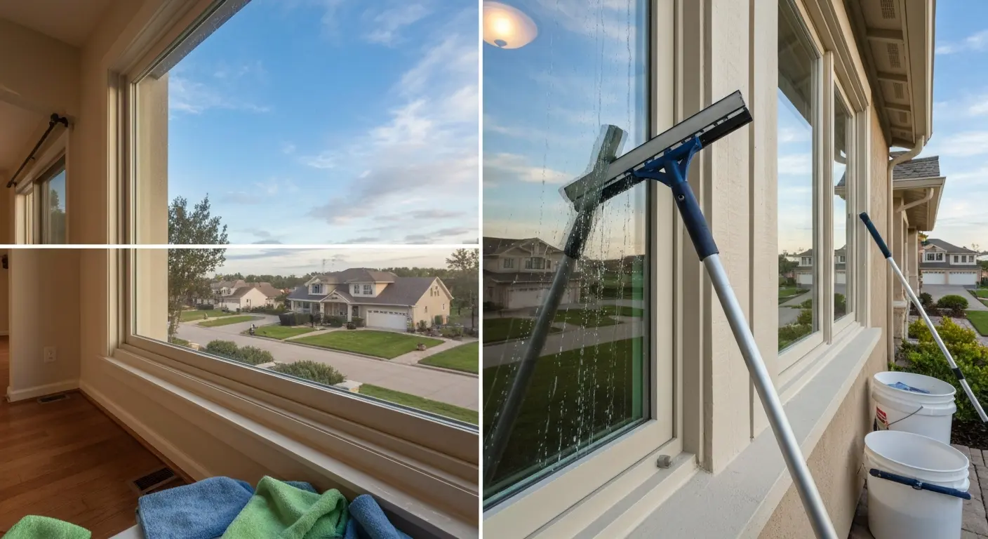 Interior and exterior window cleaning