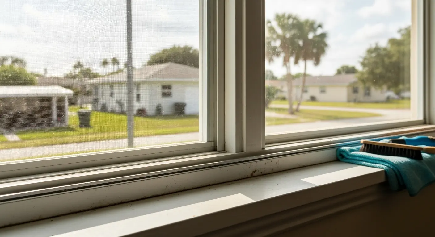 Window screen and track cleaning in Parrish