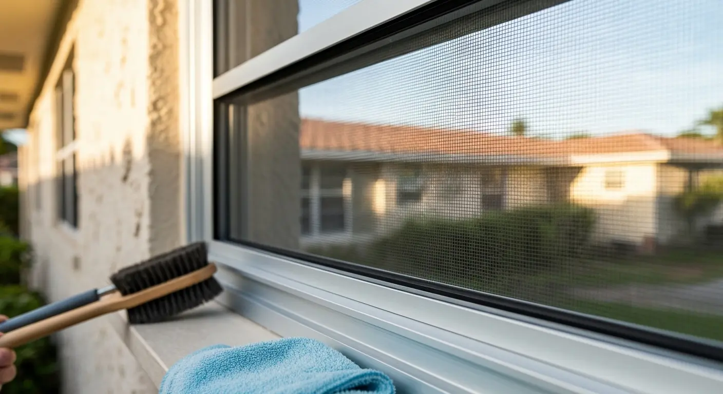 Window screens and track cleaning service