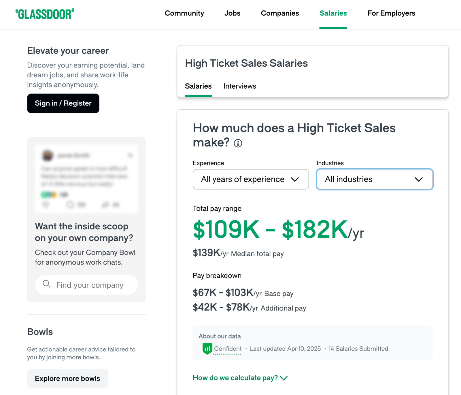 Glassdoor salary data