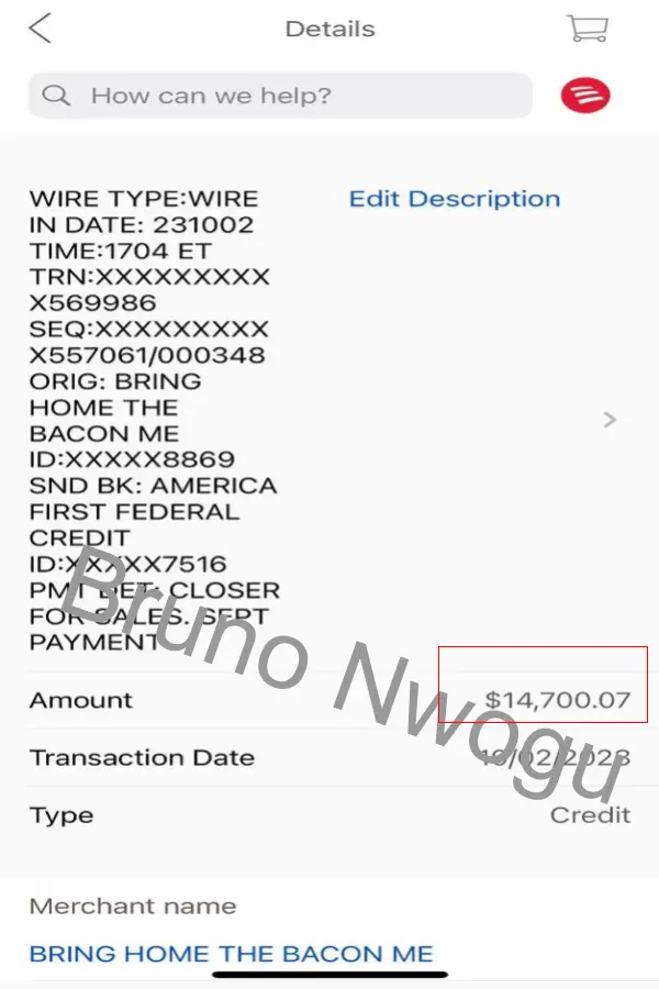 Bruno October high-ticket closing commission payment of $14,700