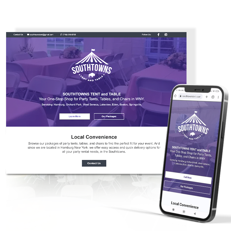 Southtowns Tent and Table website design