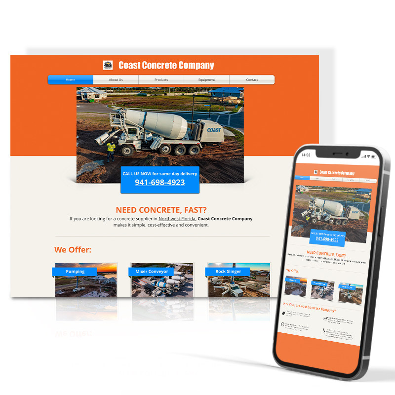 Coast Concrete Company website design