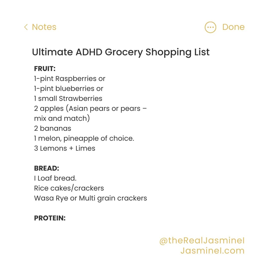 The organised Ultimate ADHD Grocery List