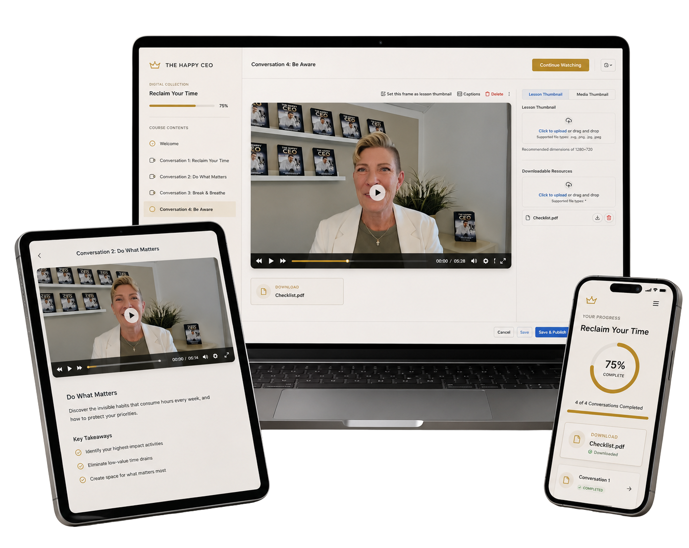 The Happy CEO Digital Learning Portal on multiple devices