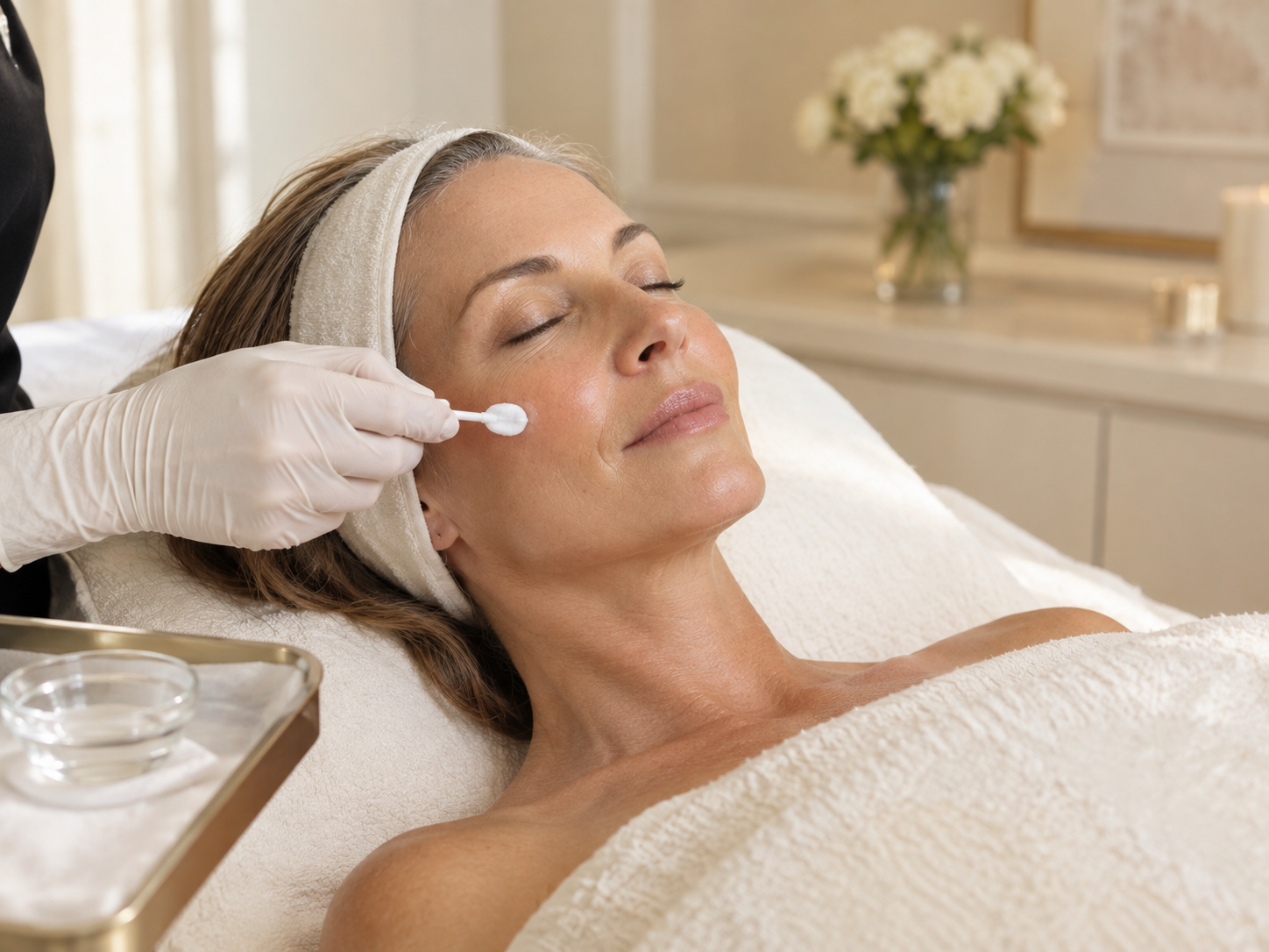 Dr Stef performing a doctor-led TCA chemical peel in a calm treatment room in Johannesburg