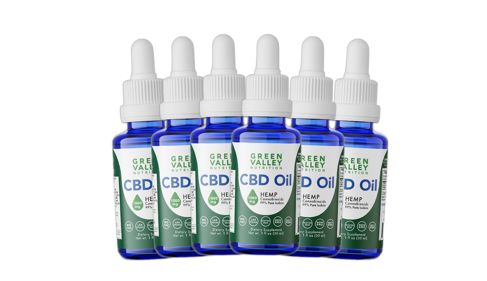 Green Valley Nutrition CBD Oil Drops - 6 Bottles