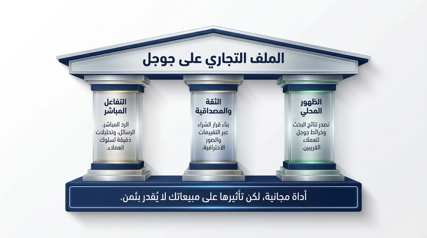 Google Business Profile (المعروف سابقاً باسم Google My Business) هو أداة مجانية تقدمها جوجل لأصحاب الأنشطة التجارية لإدارة كيفية ظهورهم عبر بحث جوجل وخرائط جوجل. يتيح لك هذا الملف عرض معلومات حيوية عن عملك مثل: