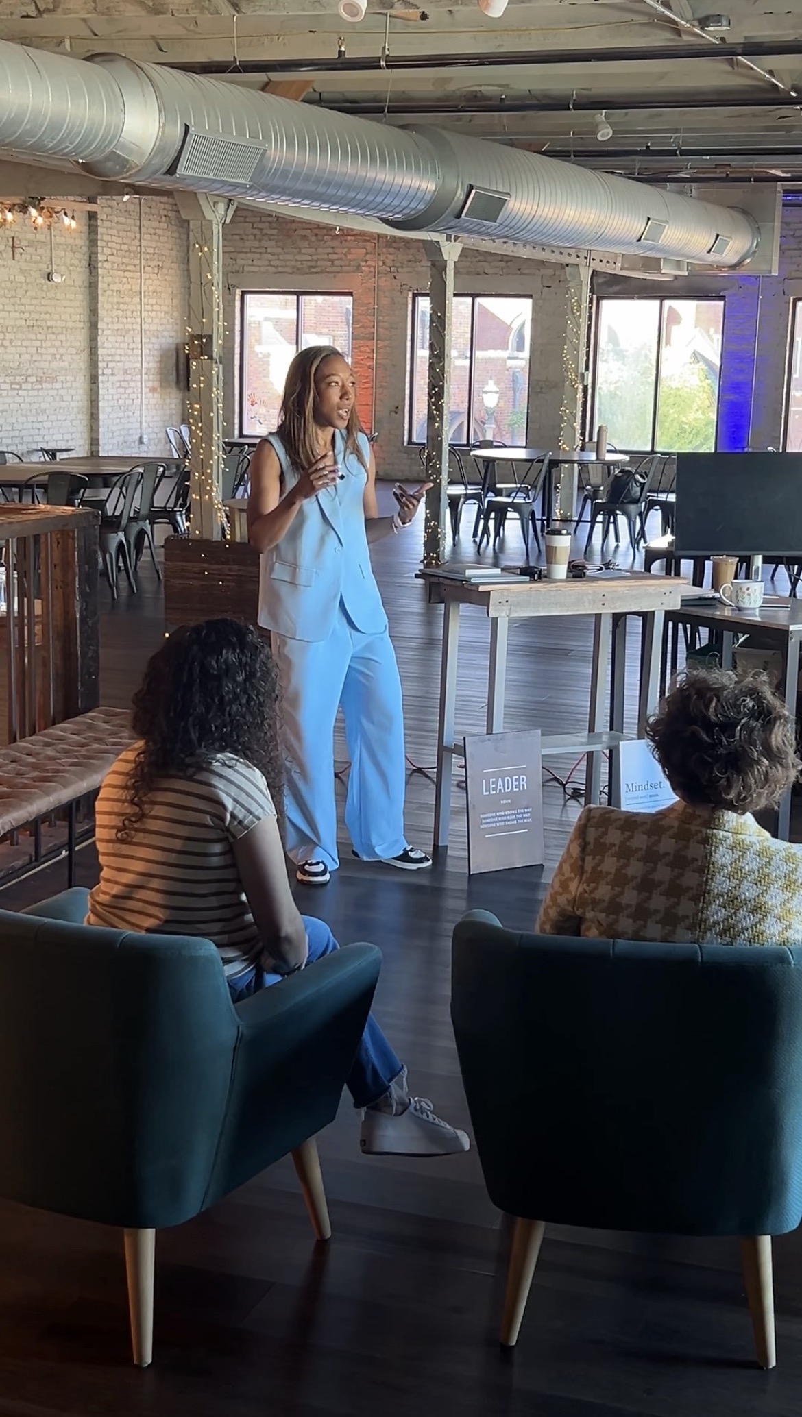 A group of business owners creating content together