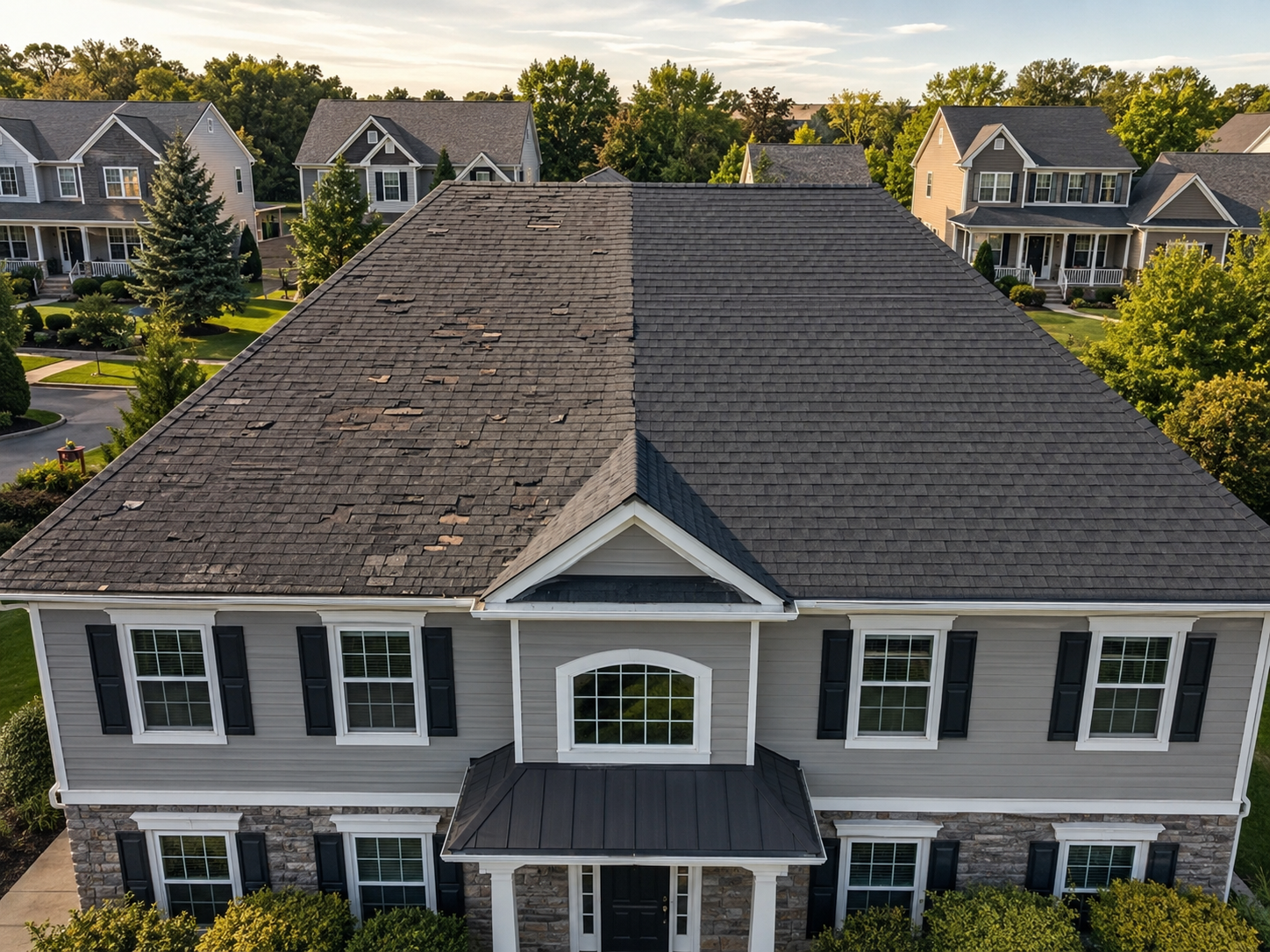 Before and after roof replacement