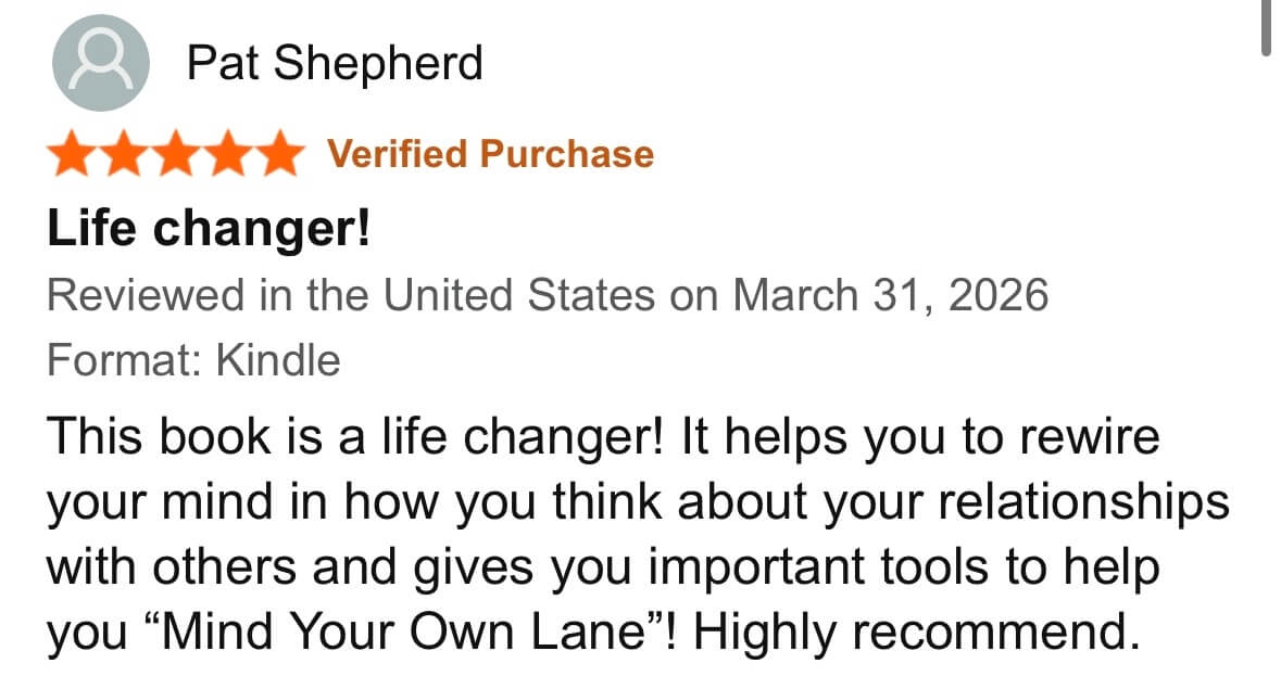 Reader review for Mind Your Own Lane