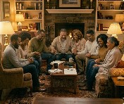 Group of couples gathered in a living room for the Covenant Circle community