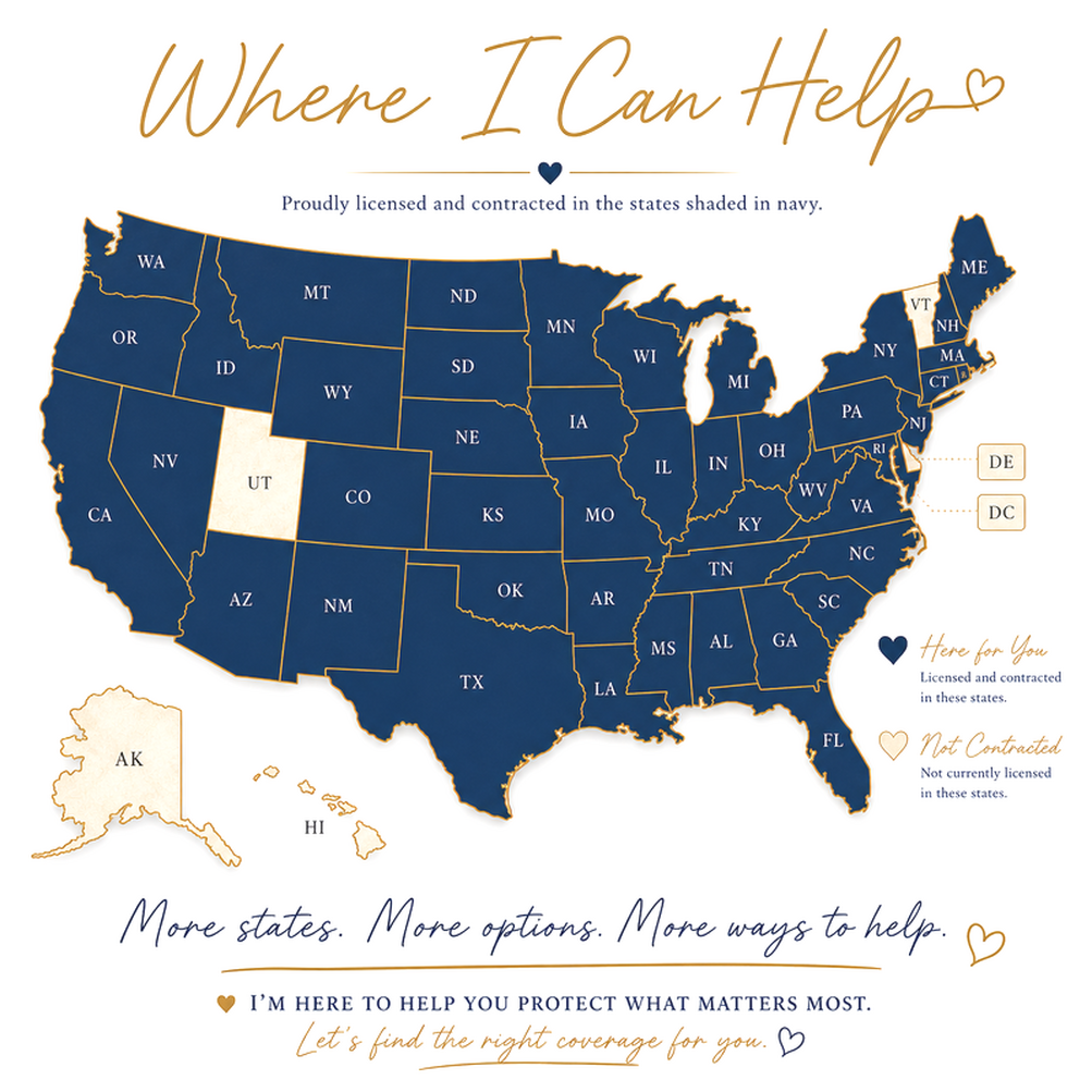 Where I Can Help — map of states where Tonya is licensed and contracted