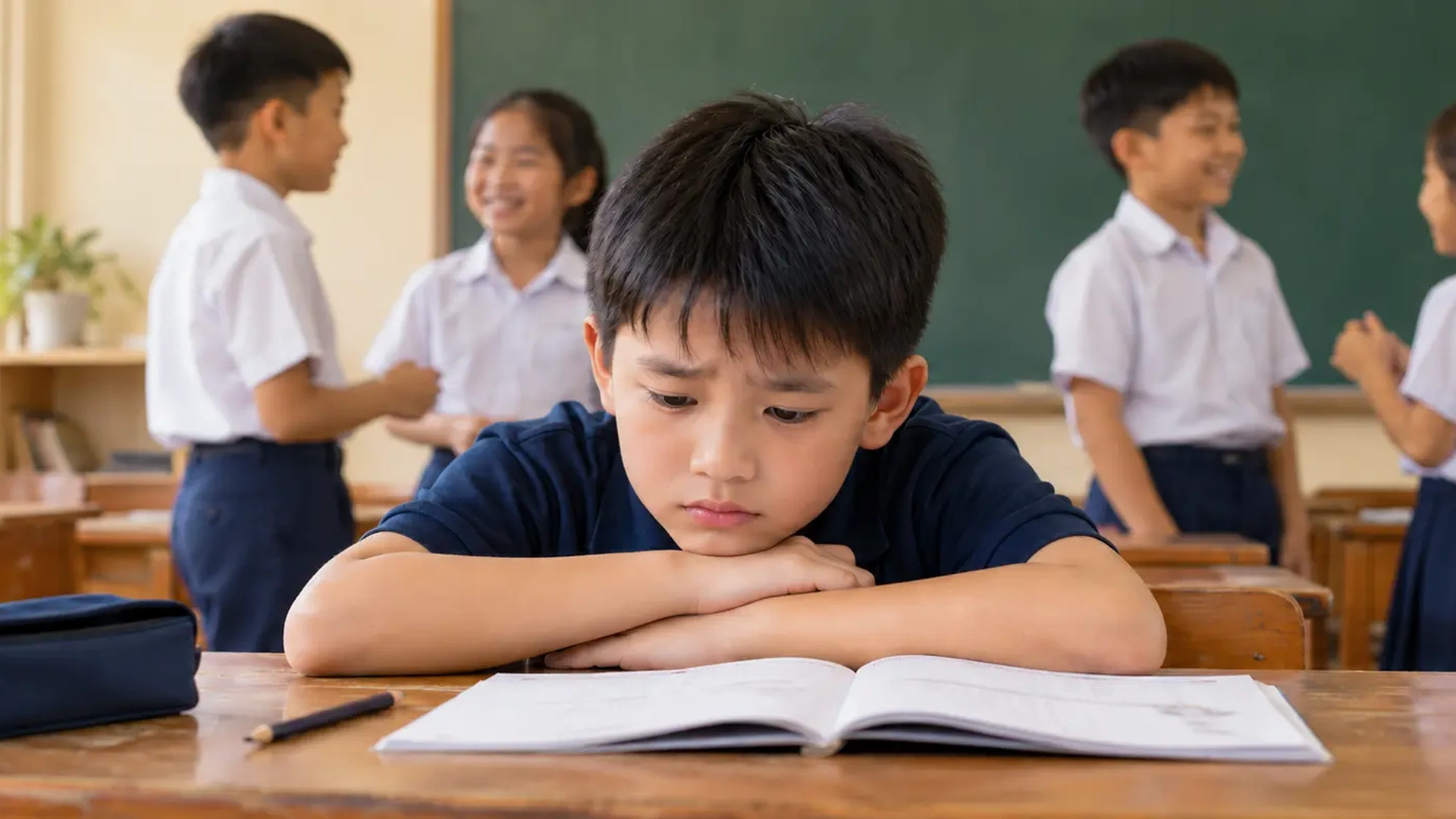 孩子回家向家长诉说身高带来的困扰