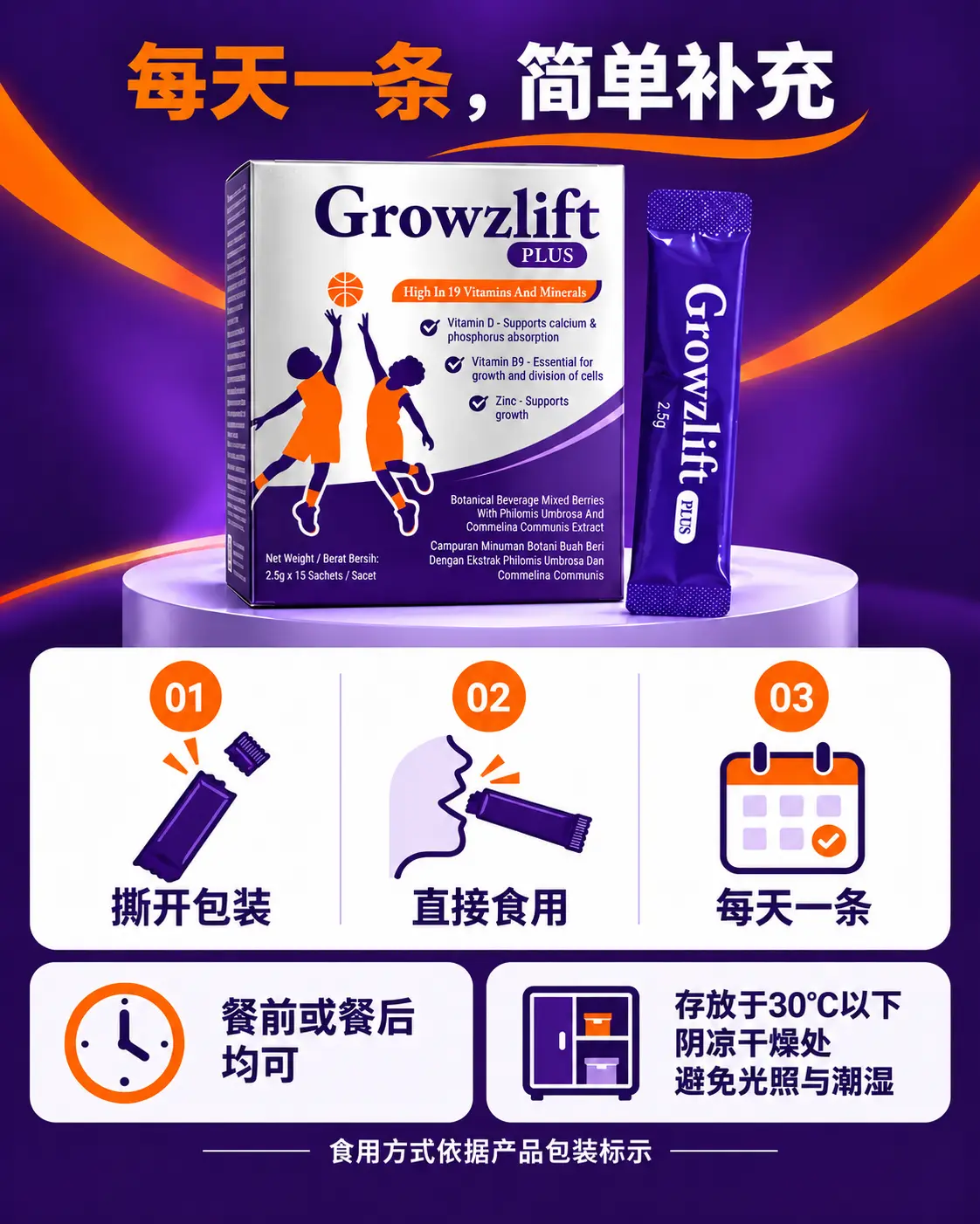 GrowzLift 食用方式与储存说明