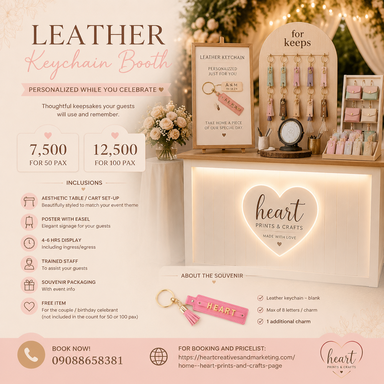 Leather Keychain Booth package - 7,500 for 50 pax, 12,500 for 100 pax