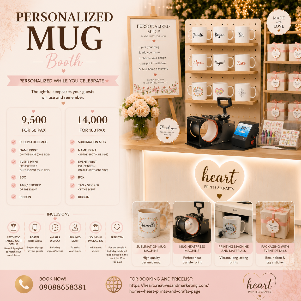 Personalized Mug Booth package - 9,500 for 50 pax, 14,000 for 100 pax