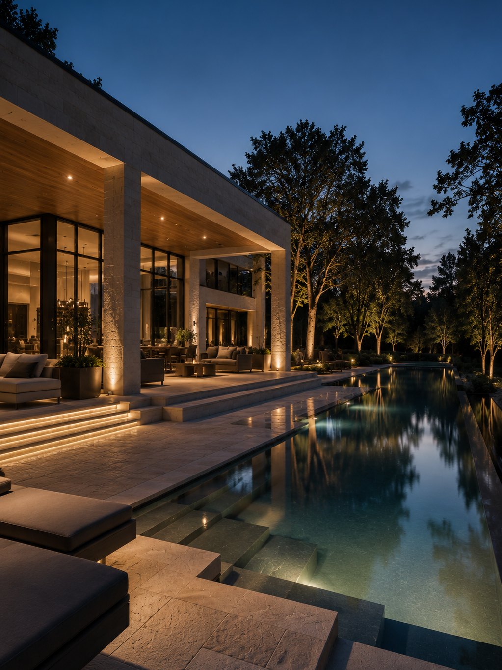 Resort-inspired pool and outdoor living terrace
