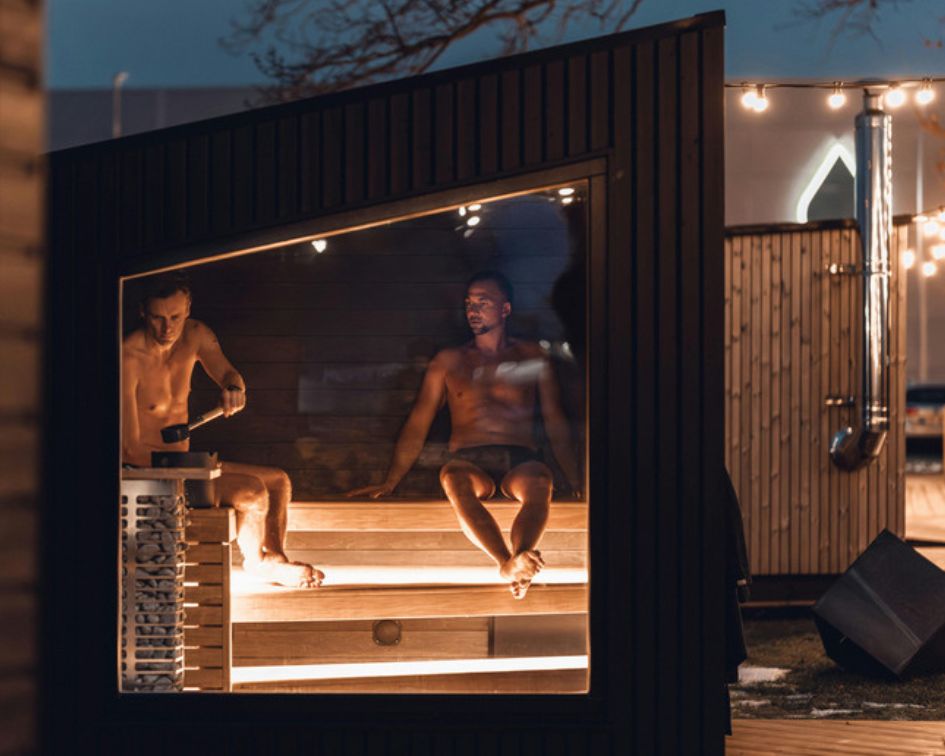 Freestanding wood sauna exterior